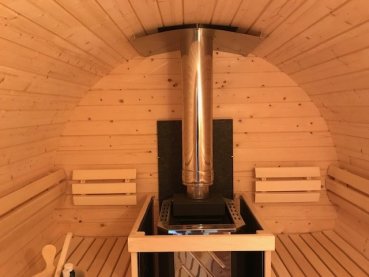Fasssauna  Saunafass mit Holzofen Sauna holzbeheizt mit Lärchen Vollholz Dach